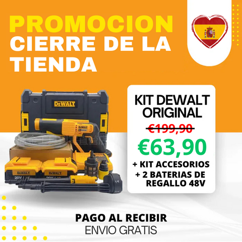 KIT DEWALT ORIGINAL: HIDROLAVADORA PORTATIL + KIT ACCESORIOS  + 2 BATERIAS DE REGALLO 48V - ENVIO GRÁTIS 24HR MRW