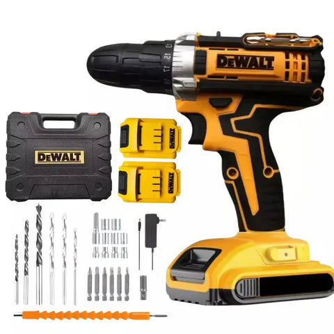 KIT DEWALT ORIGINAL: Taladro de Alto Impacto Inalámbrico + 26 ACCESORIOS [2 BATERIAS de 48V]